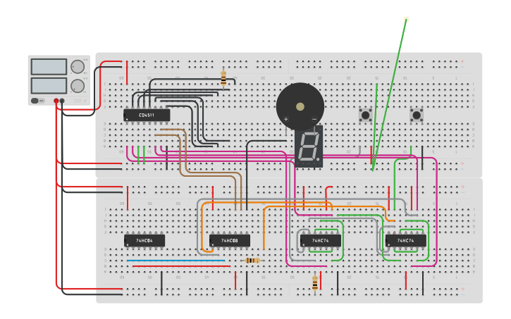 Circuit design Final project DFF counter - Tinkercad