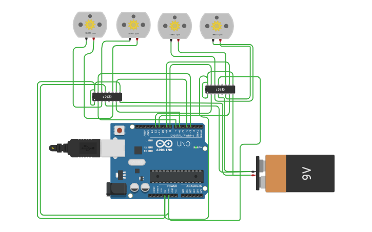 Circuit design Arduino & Motors - Tinkercad