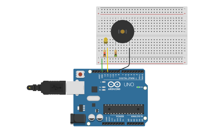 Circuit design Morse Code - Tinkercad