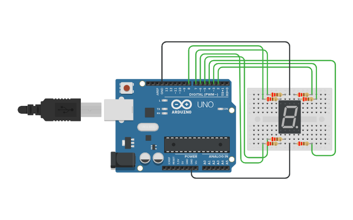 Circuit design Seven Segment Display Controller - Tinkercad