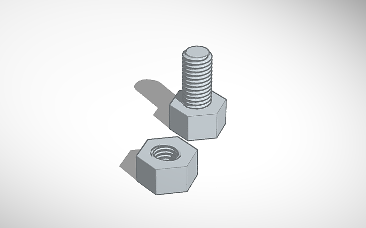 3D design nut & bolt - Tinkercad
