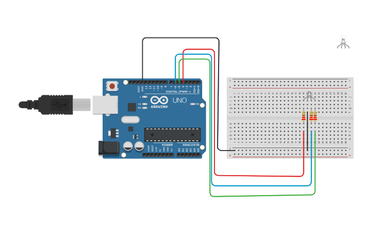 Circuit design led RGB 1º B - Tinkercad