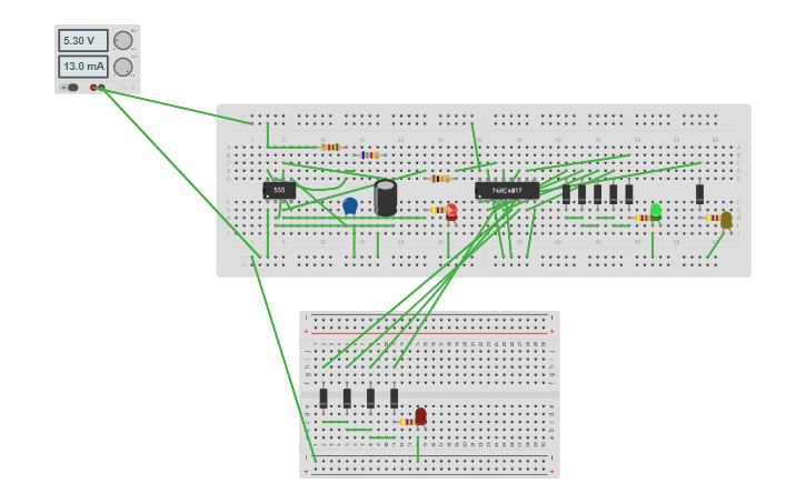 Circuit design Traffic light using 555 timer - Tinkercad