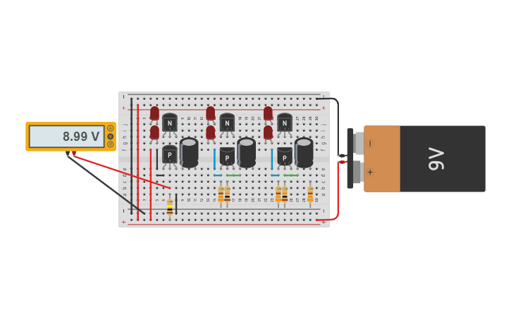 Circuit design LED chaser - Tinkercad