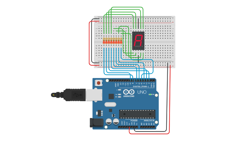 Circuit design Arduino character display on 7 segment LED display ...