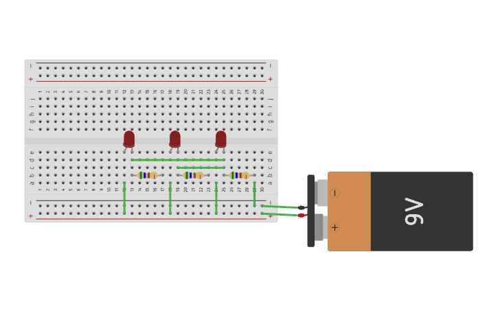 Circuit design Multiple LED and Resistors in a Parallel Circuit - Tinkercad