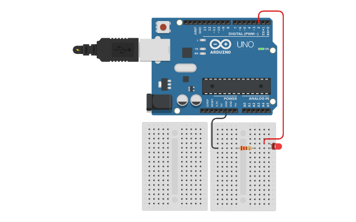 Circuit design SOS Arduino - Tinkercad