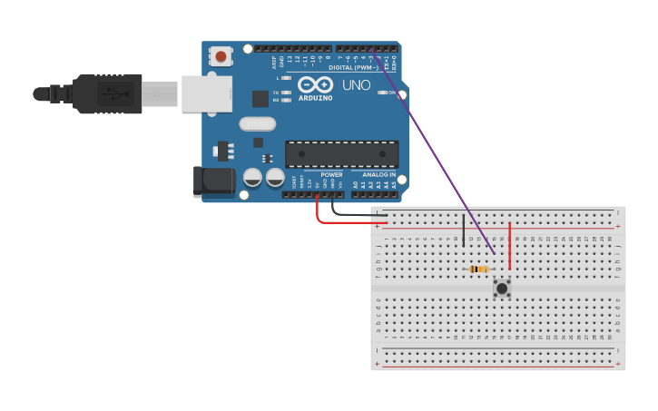 Circuit design button pull up - Tinkercad