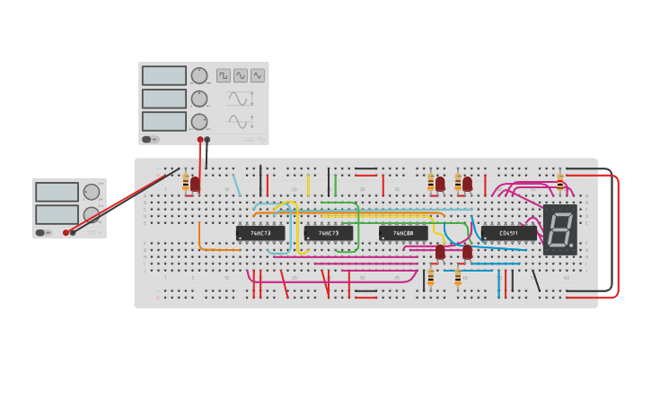 Circuit design bcd counter with jk flip flop - Tinkercad