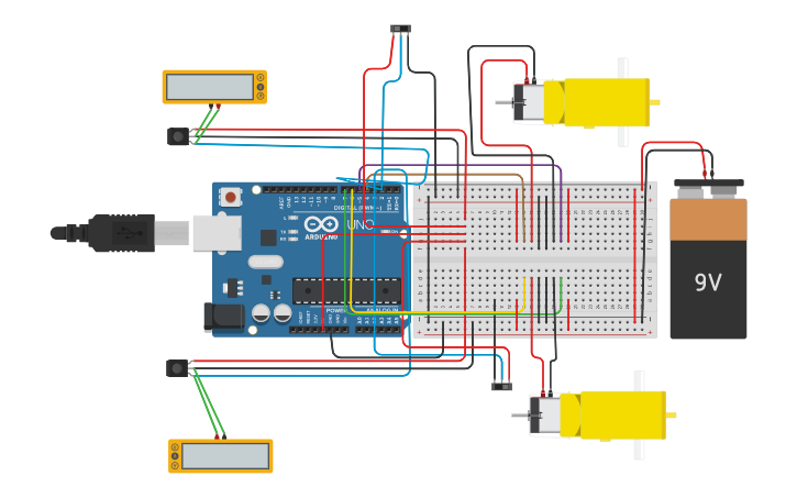 Circuit design Line following Arduino Robot Car - Tinkercad