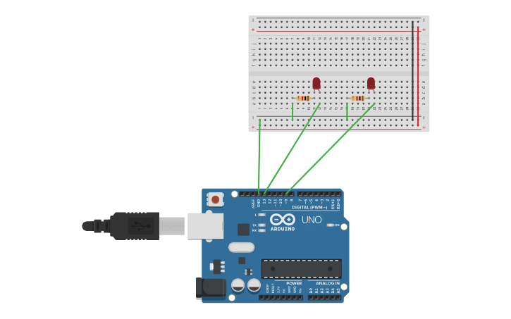 Circuit design Alternatively Blinking LED, Task 2 - Tinkercad
