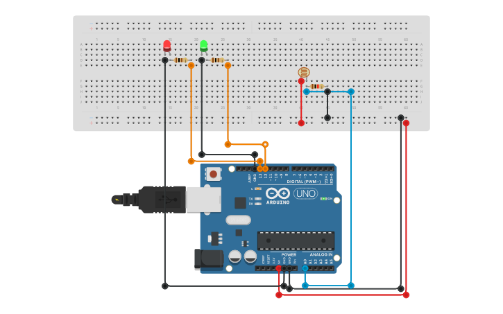 Circuit design Ambient Light Sensor Using PhotoResistor and LED Lights ...