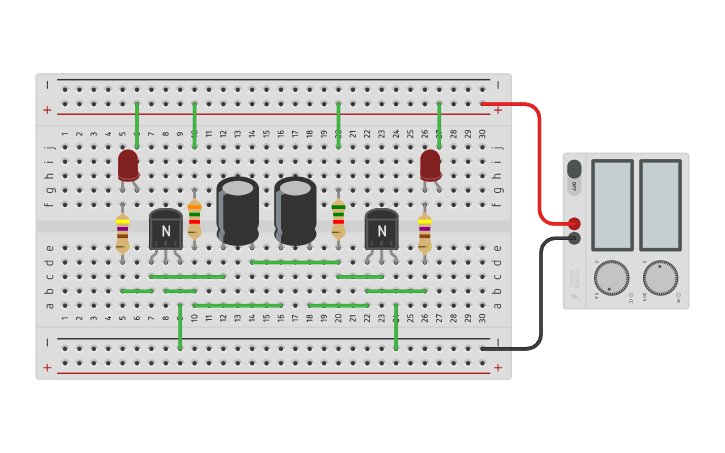 Circuit design Two Transistor LED Flasher Circuit - Tinkercad