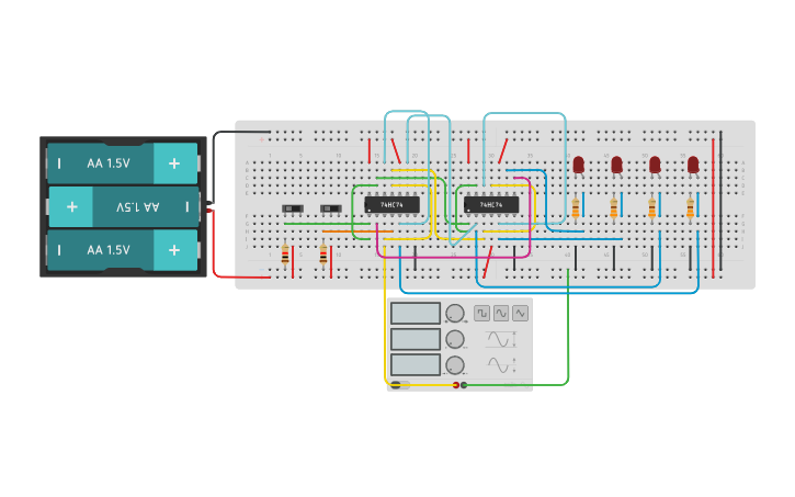 Circuit design Ring and Johnson Counter - Tinkercad