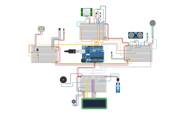 Circuit design Multi-Sensor Safety System - Tinkercad