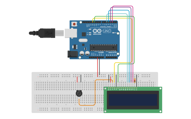 Circuit design LCD Simple Animation - Tinkercad