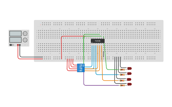Circuit design Binary to Gray code converter - Tinkercad