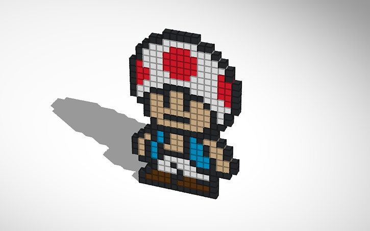 3D design 8-Bit Toad Pixel Art - Tinkercad
