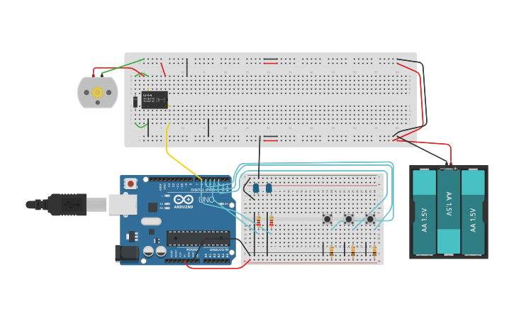 Circuit design Relay motors forward - Tinkercad