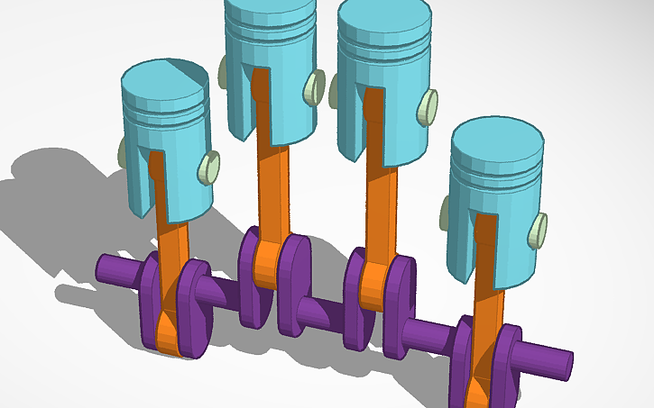 3D design 4 Cylinder Combustion engine (sim lab) - Tinkercad