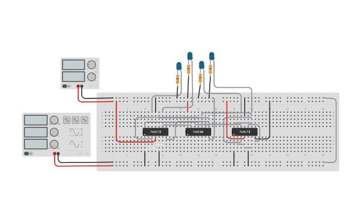 Circuit design Synchronous using JK flip flop - Tinkercad