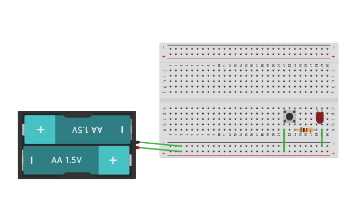 Circuit design basic circuit led with switch - Tinkercad