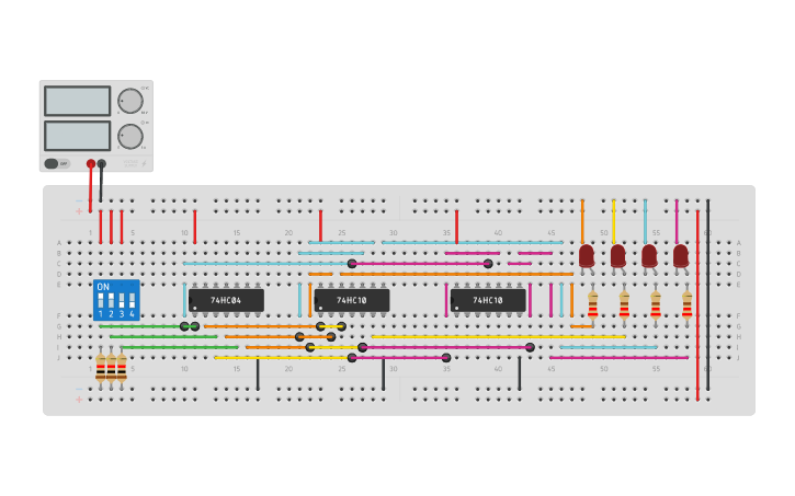 Circuit design 2 to 4 Decoder with Enable - Tinkercad
