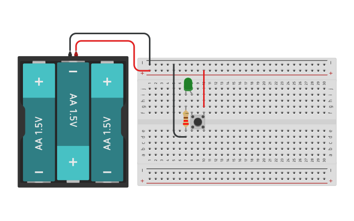 Circuit design LED CON PULSADOR - Tinkercad
