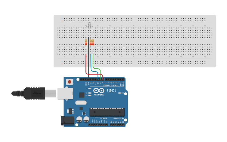 Circuit design RGB - Tinkercad