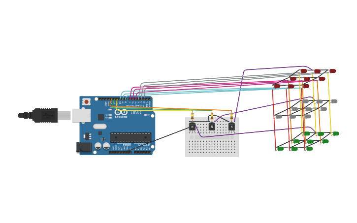 Circuit design LED CUBE - Tinkercad