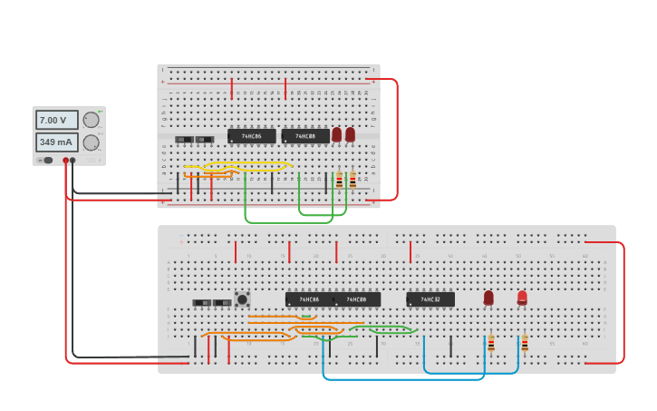 Circuit design Half Adder & Full Adder - Tinkercad