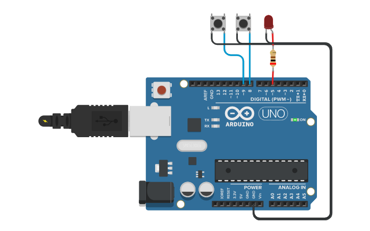 Circuit design push button - Tinkercad