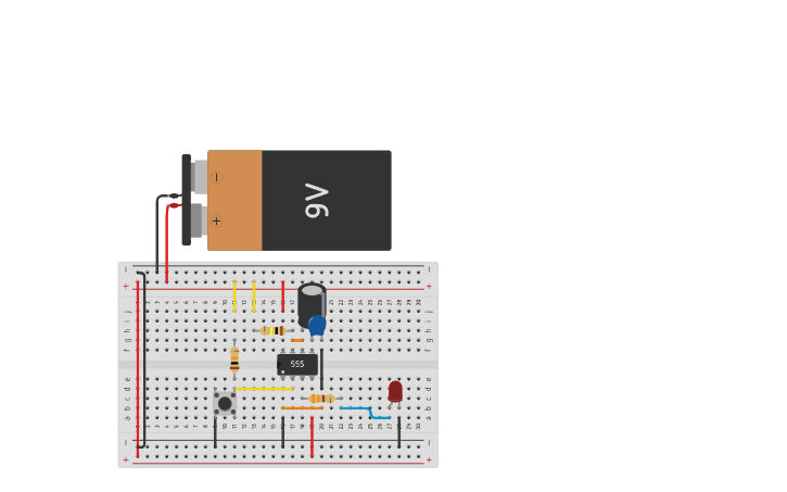 Monostable Circuit Using 555 Using Rcad Software Circuit design NE555 Monostable Mode - Tinkercad