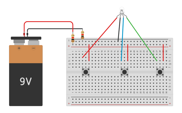 Circuit design RGB LED light - Tinkercad