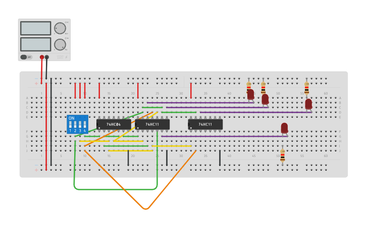 Circuit design 1:4 DEMUX - Tinkercad