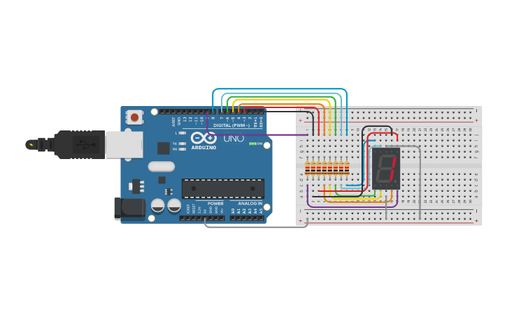 Circuit design 7 segment - Tinkercad