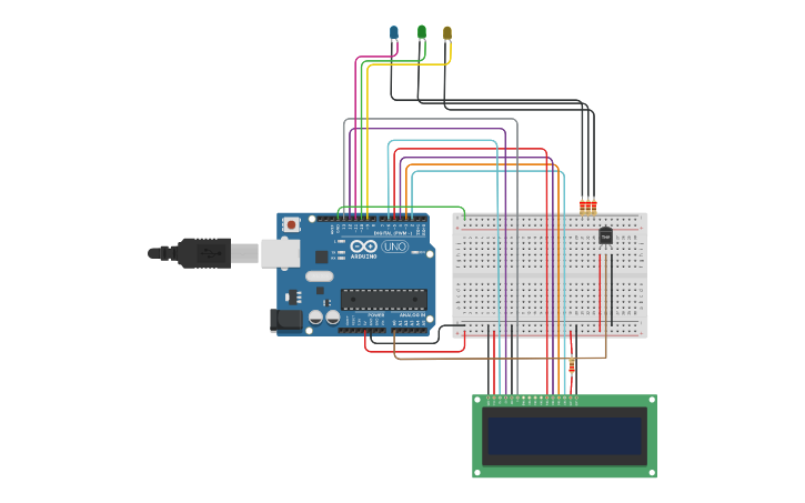 Circuit design Sensor de Temperatura - Tinkercad