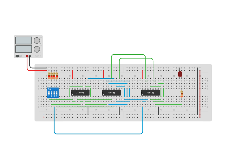 Circuit design K-Map Problem 5 - Tinkercad
