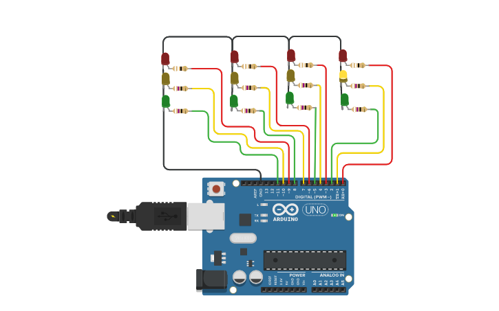 Circuit design Final Project: Traffic Light Controller - Tinkercad