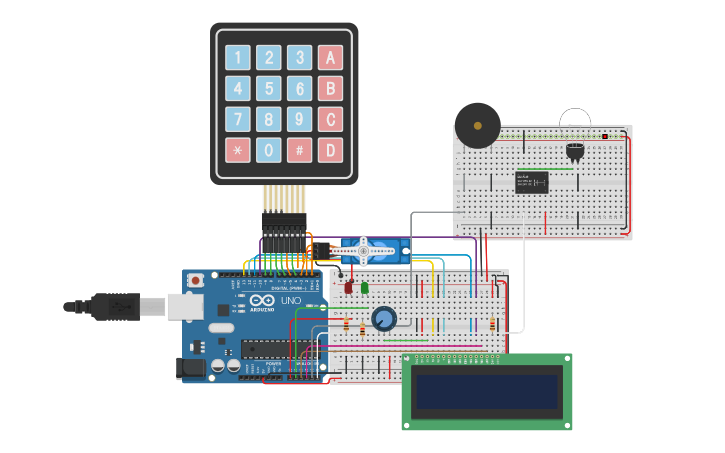 Safe Combination Lock Arduino Circuit design Advanced arduino Combination Lock with keypad - Tinkercad