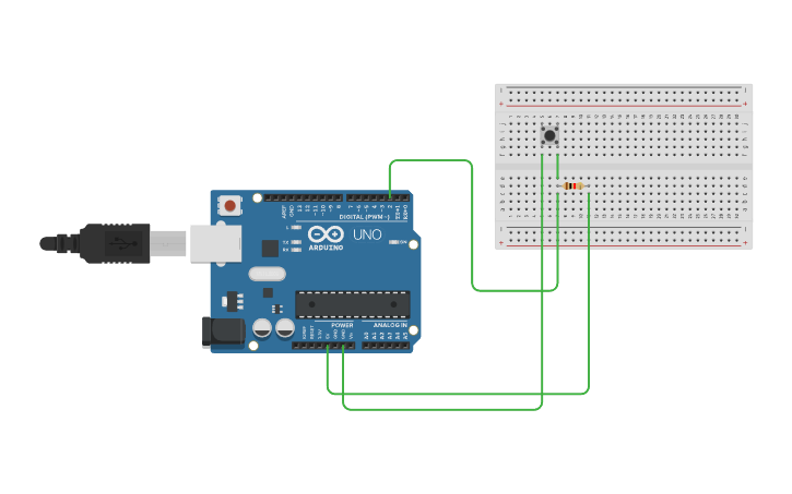 Circuit design PULL DOWN RESISTOR CIRCUIT WITH PUSH BUTTON - Tinkercad