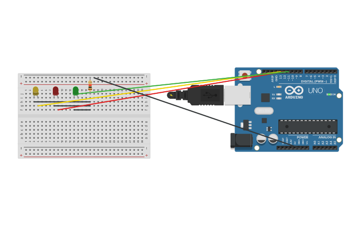 Circuit design Led using loop - Tinkercad
