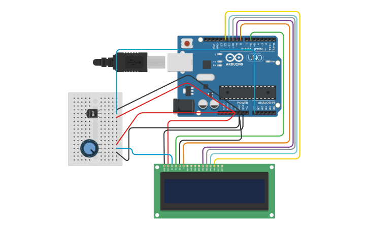 Circuit design Medidor de Temperatura con Display LCD - Tinkercad