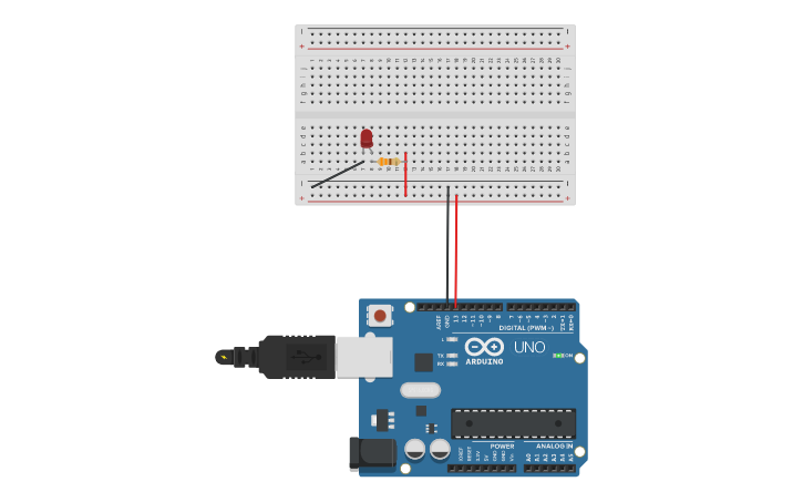 Circuit design Blinking LED - Tinkercad
