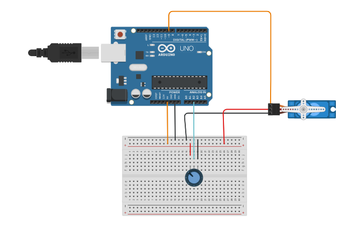 Circuit design Lab 12-3 Control Servo with Potentiometer - Tinkercad