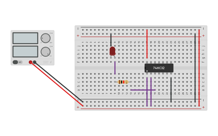 Circuit design 74HC32 - Tinkercad