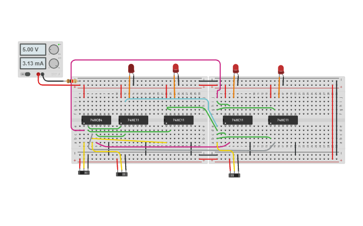 Circuit design 2 to 4 Decoder - Tinkercad