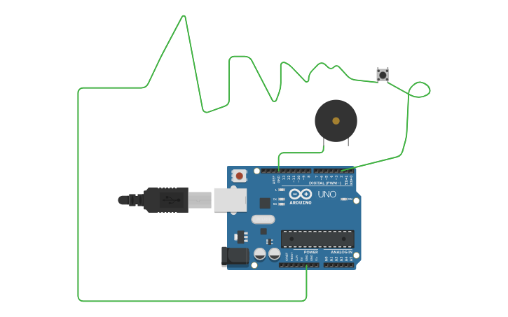 Buzzwire Using Arduino Circuit design Buzz Wire Game using Arduino - Tinkercad