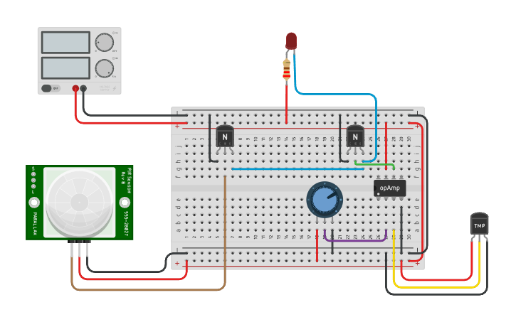 Circuit design Temperature Sensor and Motion Sensor OR Gate without ...