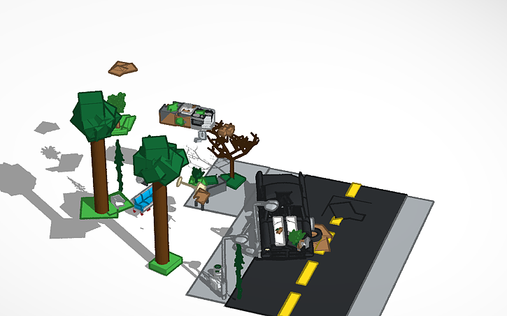 3D design broken down building - Tinkercad